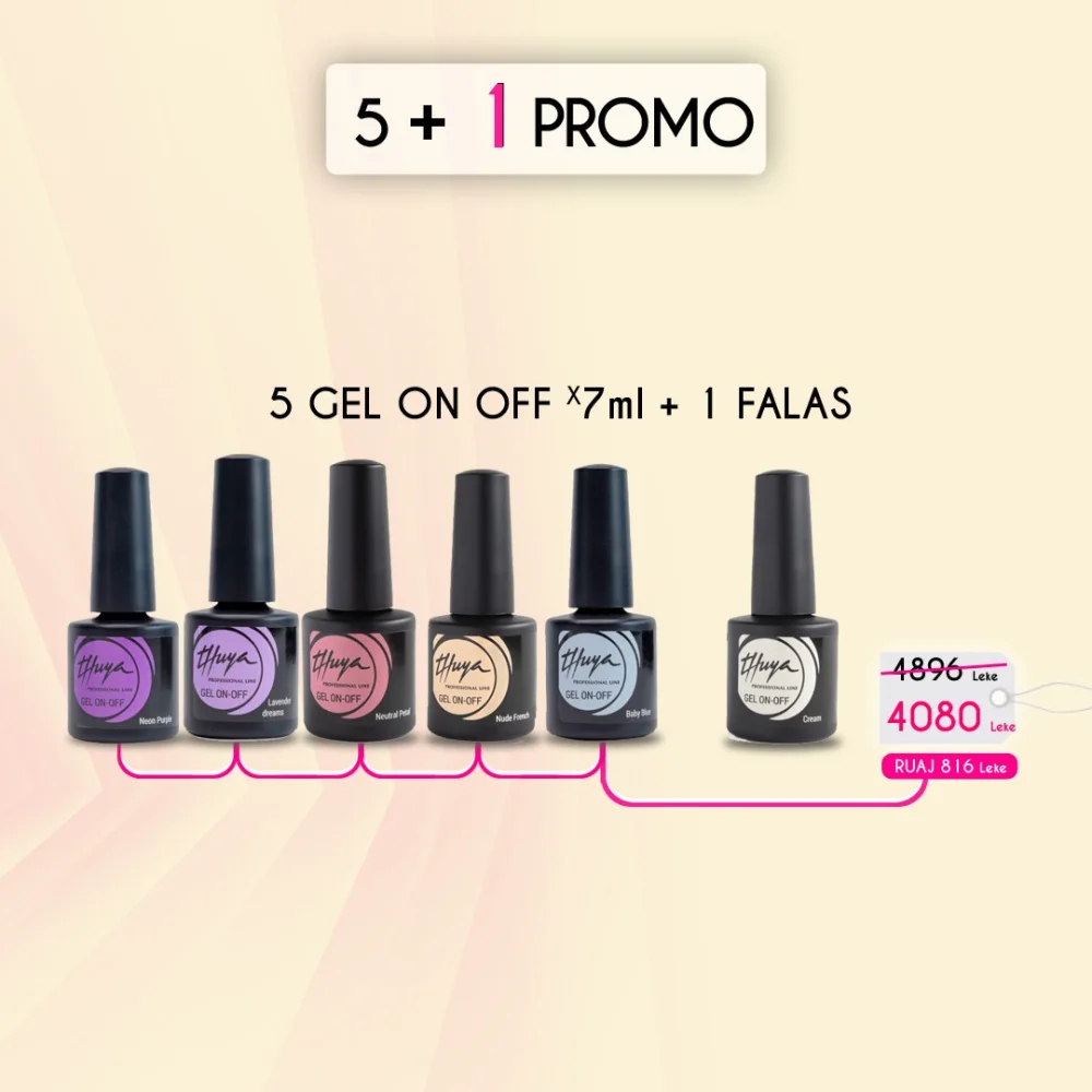 5 GEL ON OFF 7ML + 1 FALAS