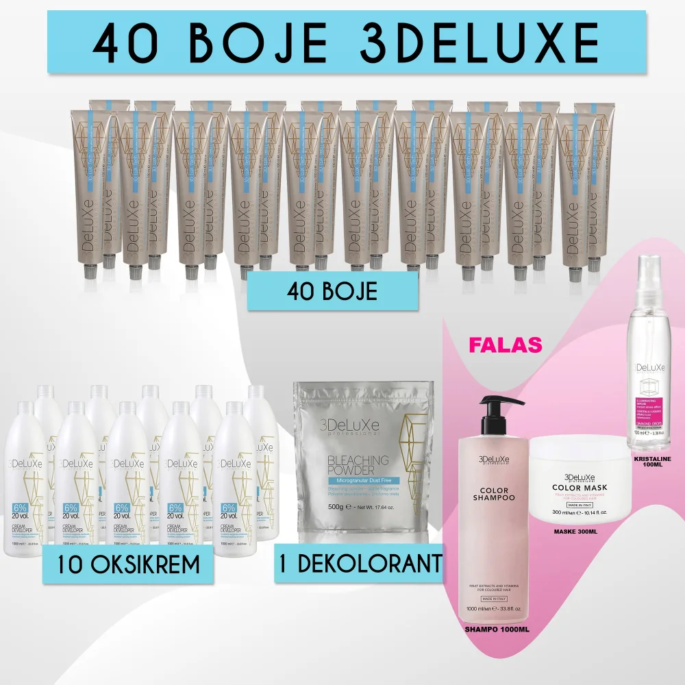 40 Boje delux + shampo & maske & kristaline