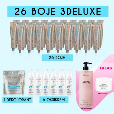 26 Boje delux + shampo & maske