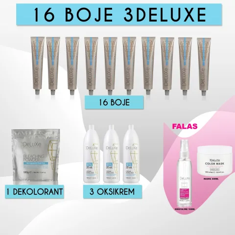 16 boje 3delux + falas kristaline & maske 300ml